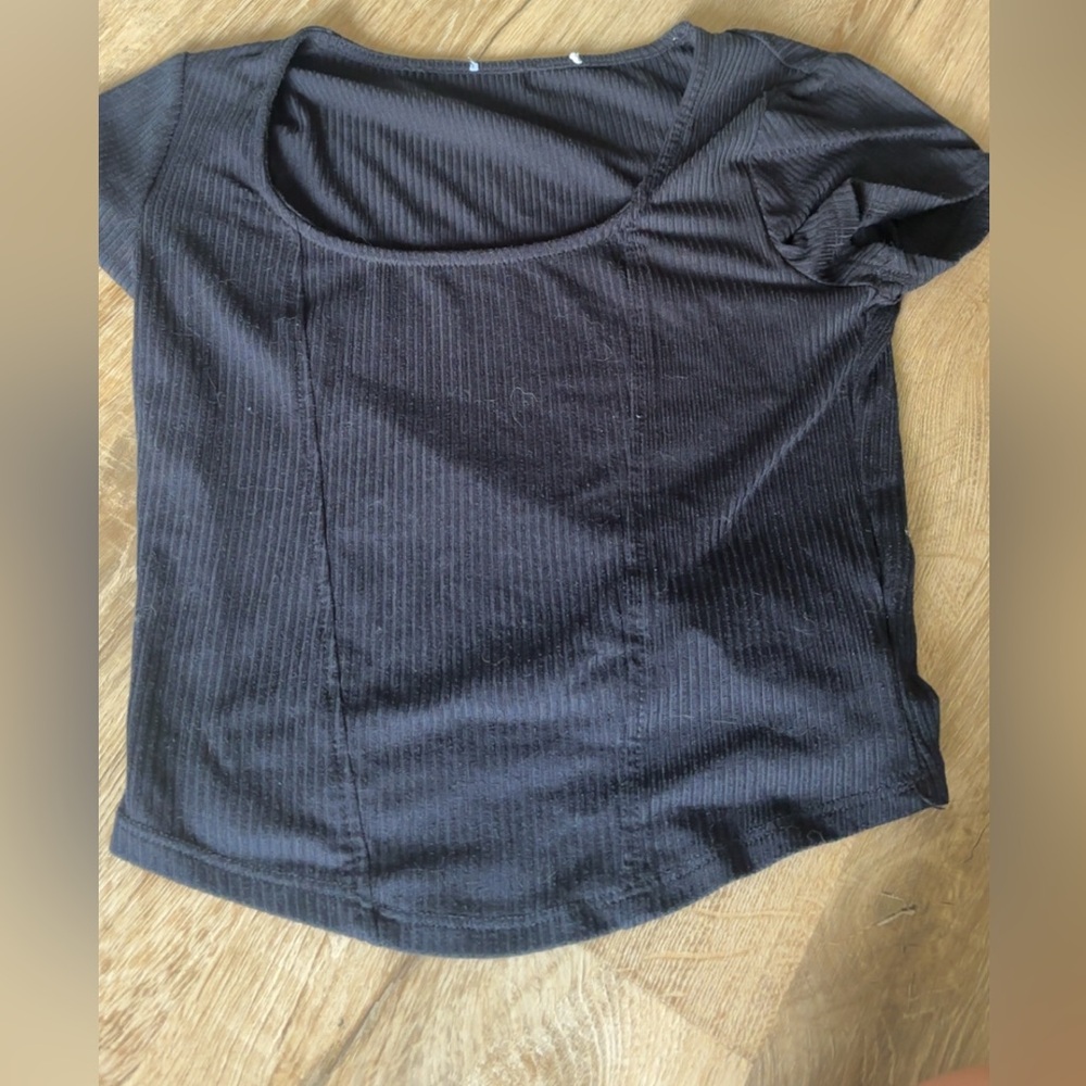 Elegant Black Ribbed Women's Top